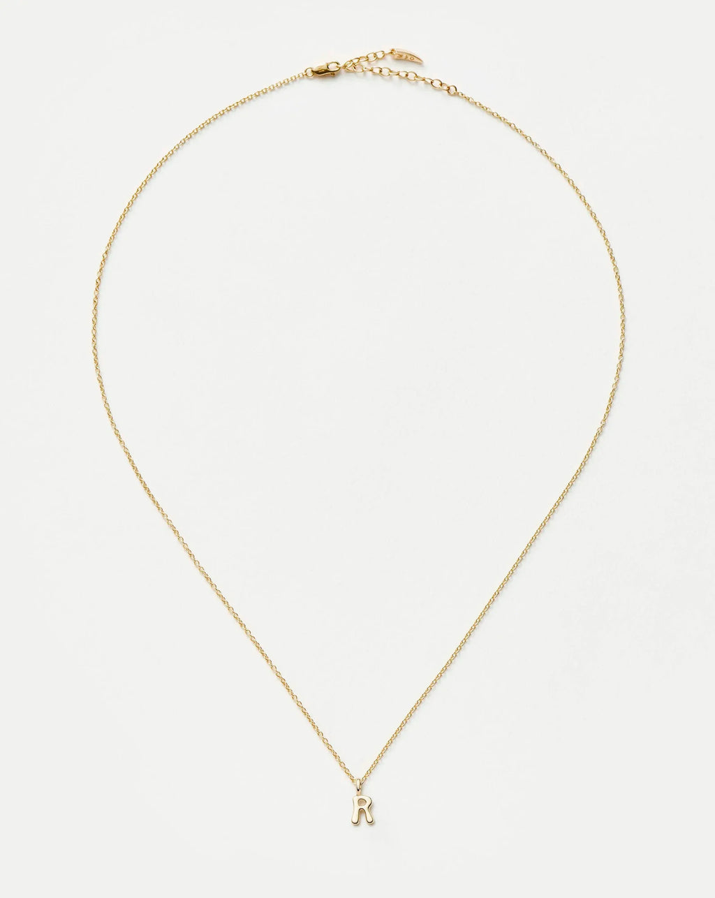 Solid Gold Initial Mini Pendant Necklace - R | 14ct Solid Gold