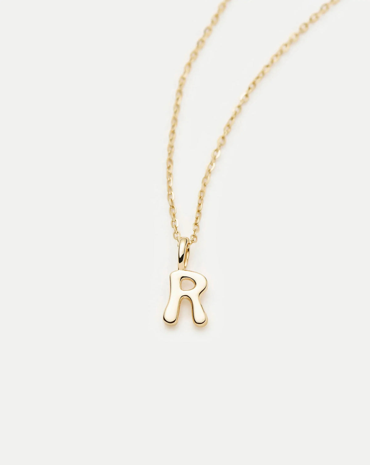 Solid Gold Initial Mini Pendant Necklace - R | 14ct Solid Gold