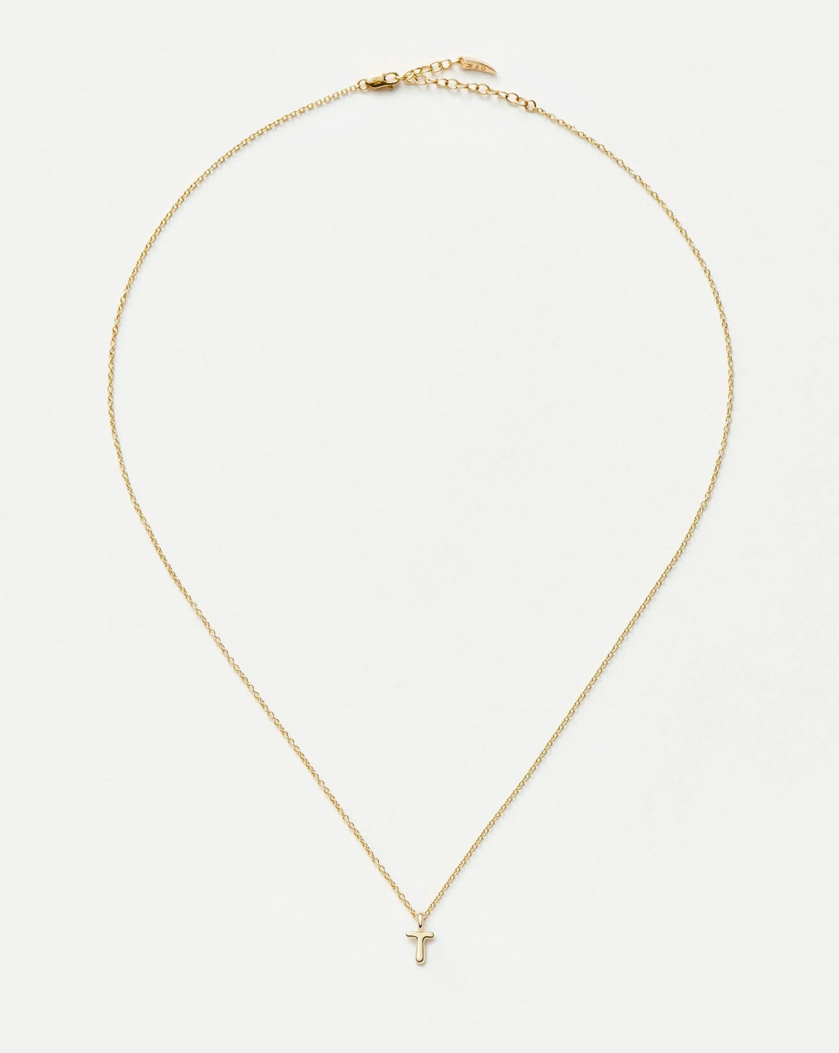 Solid Gold Initial Mini Pendant Necklace - T | 14ct Solid Gold