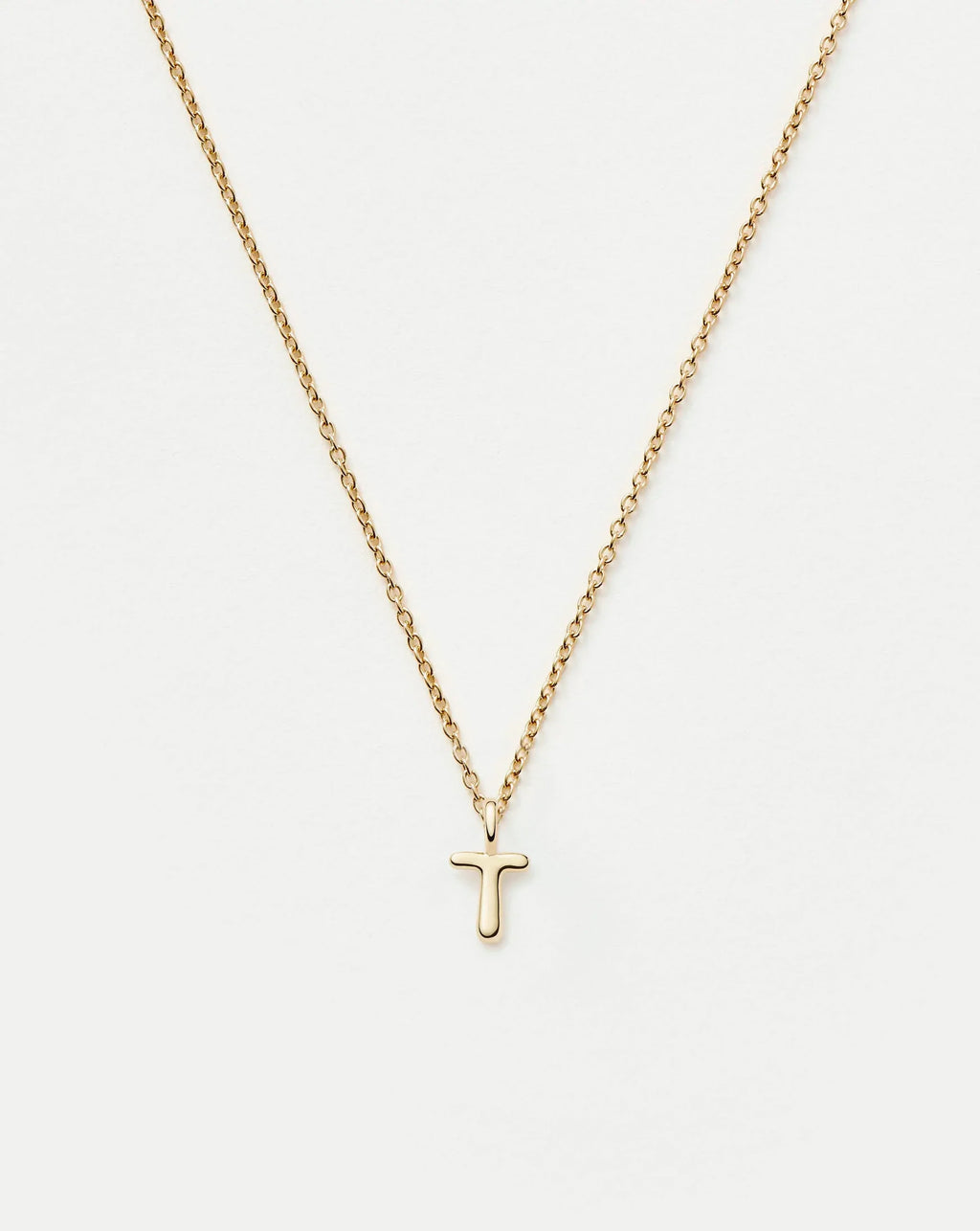 Solid Gold Initial Mini Pendant Necklace - T | 14ct Solid Gold