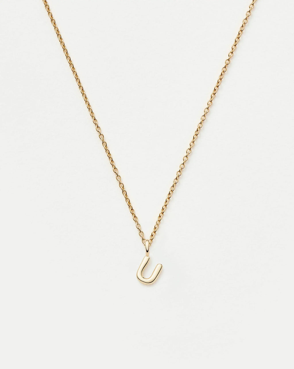 Solid Gold Initial Mini Pendant Necklace - U | 14ct Solid Gold