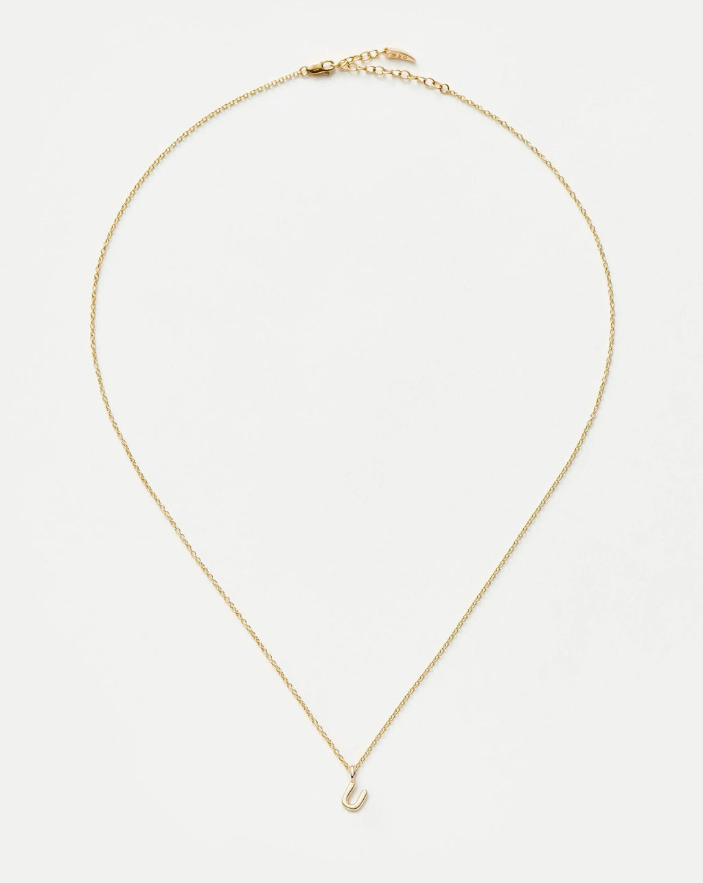 Solid Gold Initial Mini Pendant Necklace - U | 14ct Solid Gold