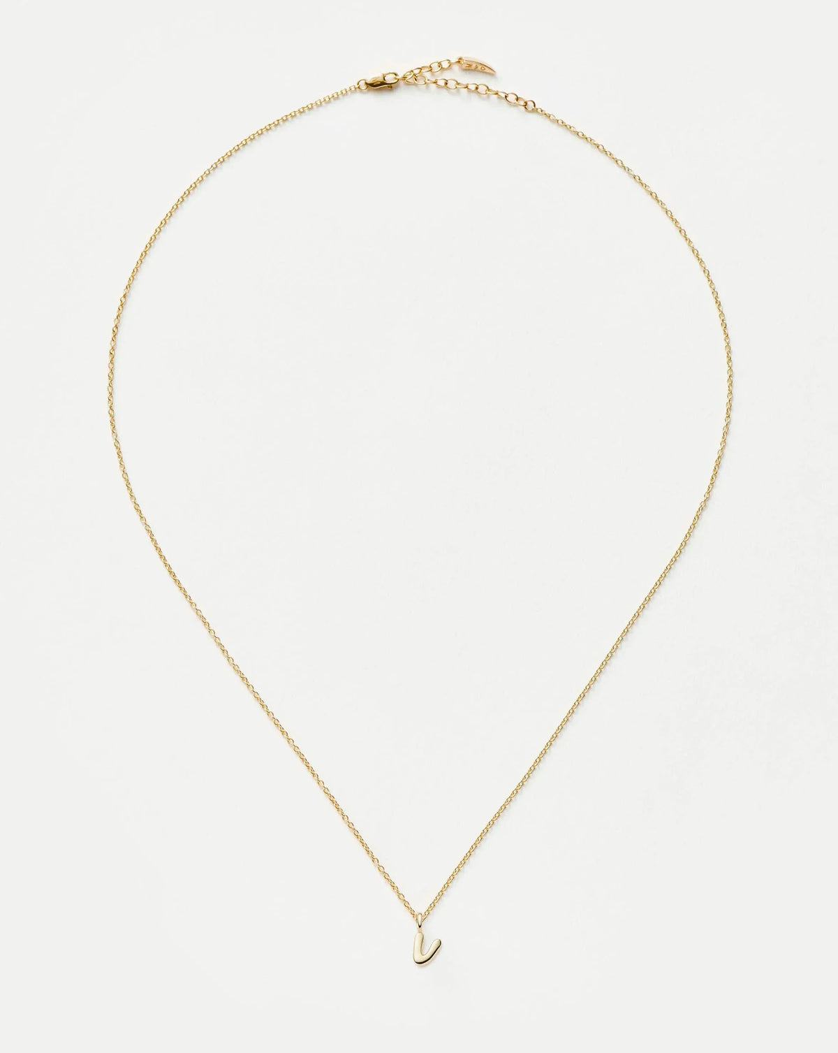 Solid Gold Initial Mini Pendant Necklace - V | 14ct Solid Gold
