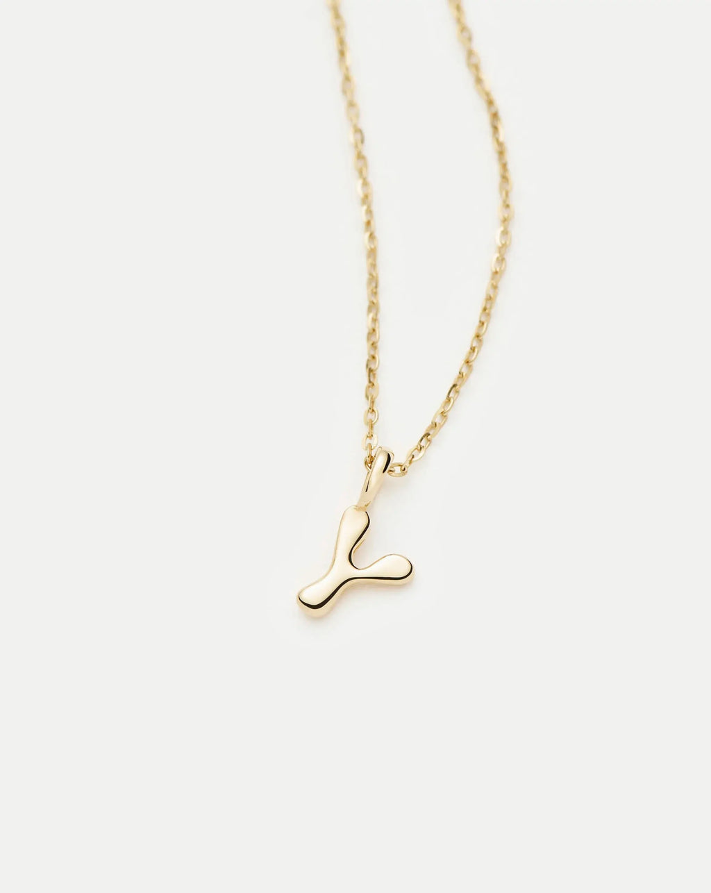 Solid Gold Initial Mini Pendant Necklace - Y | 14ct Solid Gold