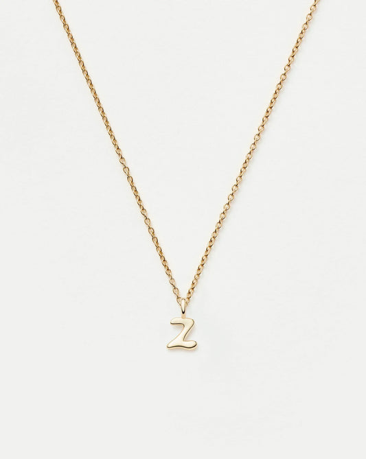 Solid Gold Initial Mini Pendant Necklace - Z | 14ct Solid Gold