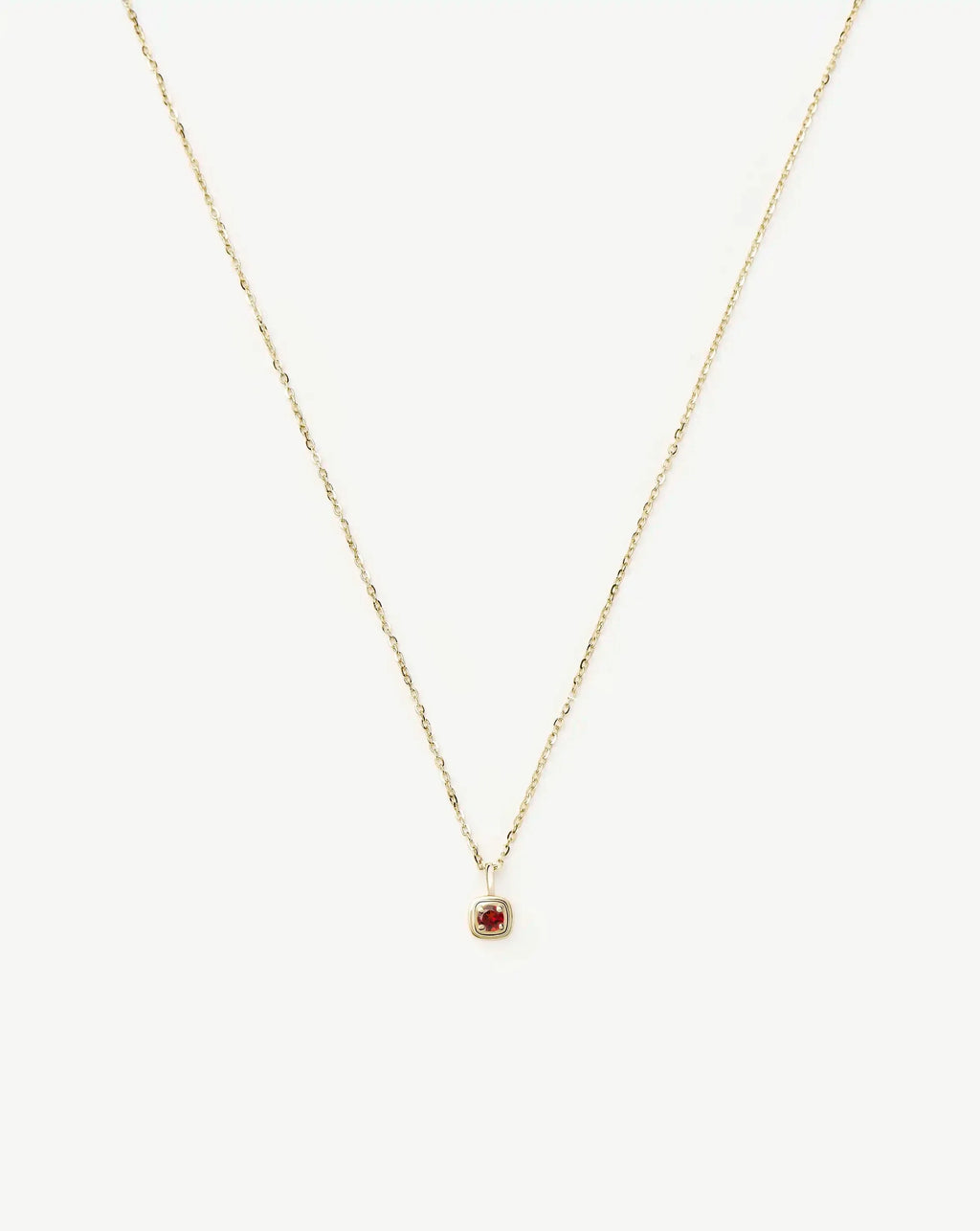 Solid Gold January Birthstone Pendant Necklace | 14ct Solid Gold/Garnet