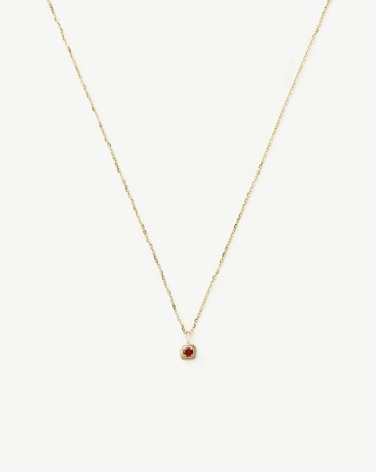 Solid Gold January Birthstone Pendant Necklace | 14ct Solid Gold/Garnet