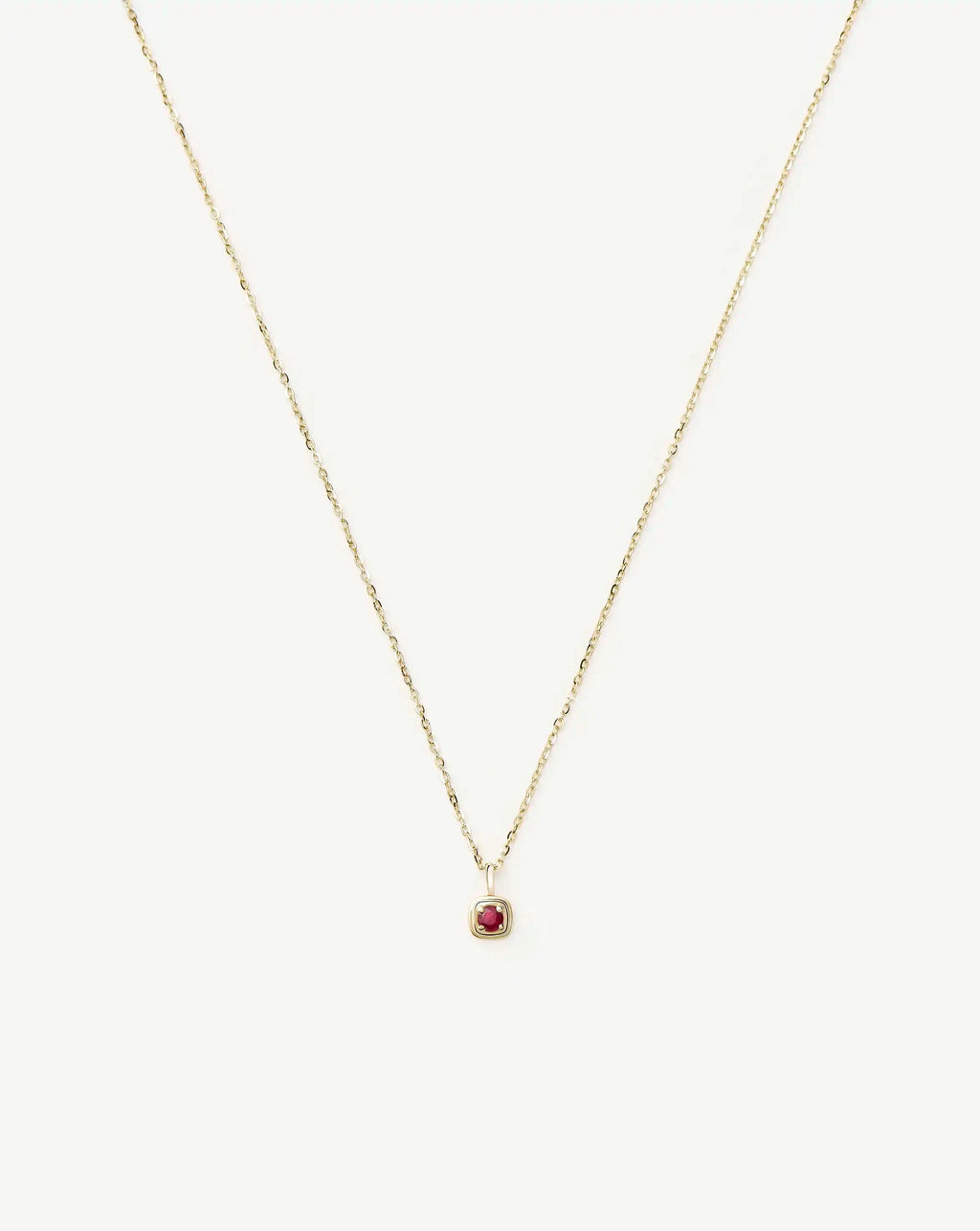 Solid Gold July Birthstone Pendant Necklace | 14ct Solid Gold/Ruby