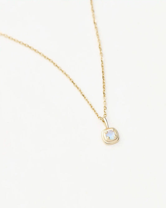 Solid Gold June Birthstone Pendant Necklace | 14ct Solid Gold/Rainbow Moonstone