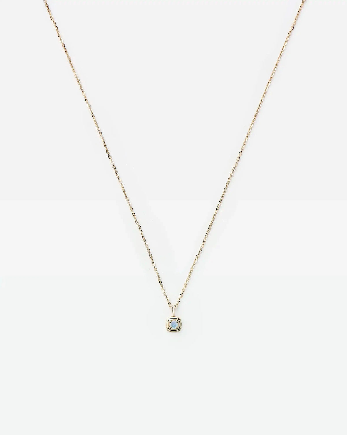 Solid Gold June Birthstone Pendant Necklace | 14ct Solid Gold/Rainbow Moonstone