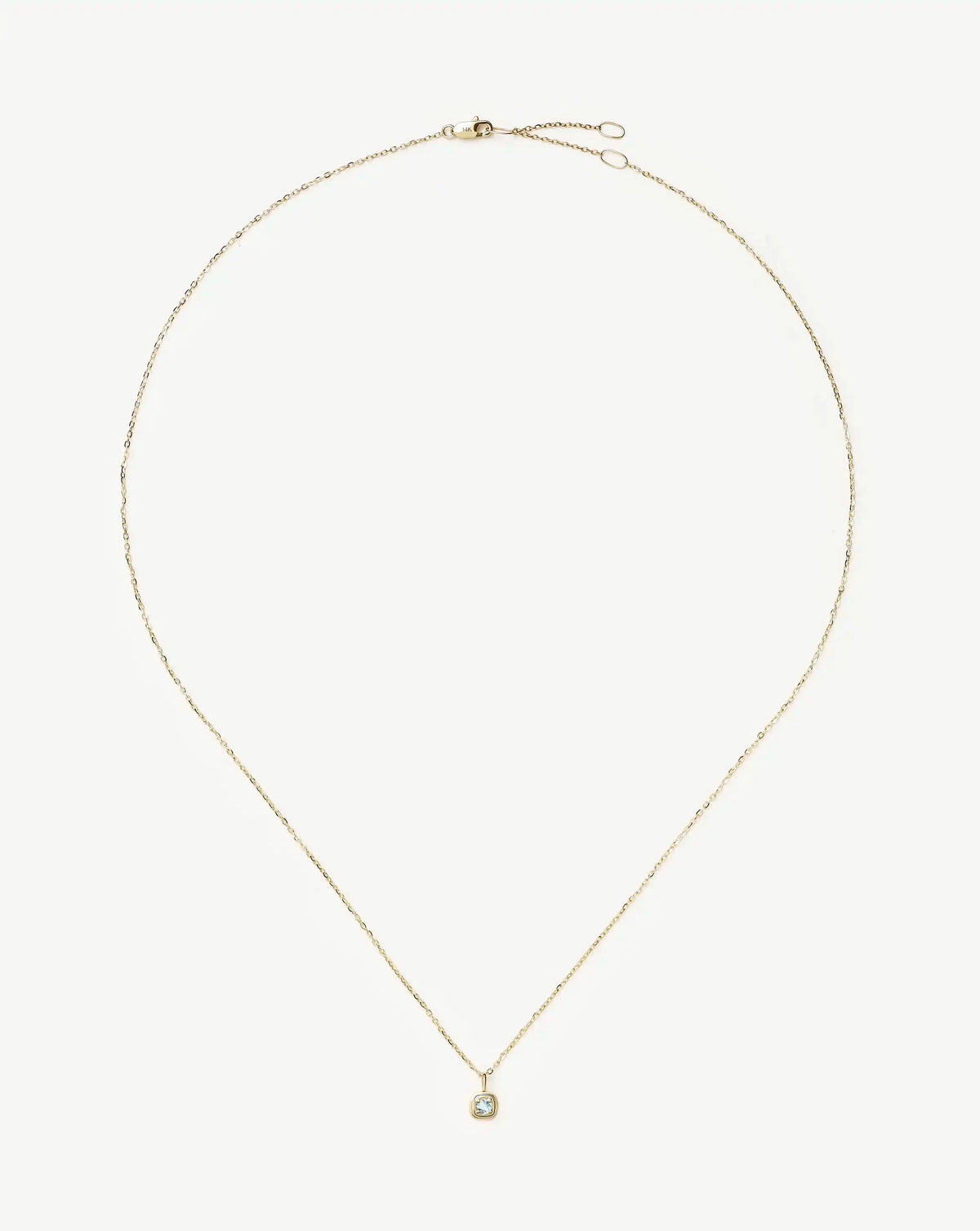 Solid Gold March Birthstone Pendant Necklace | 14ct Solid Gold/Aquamarine