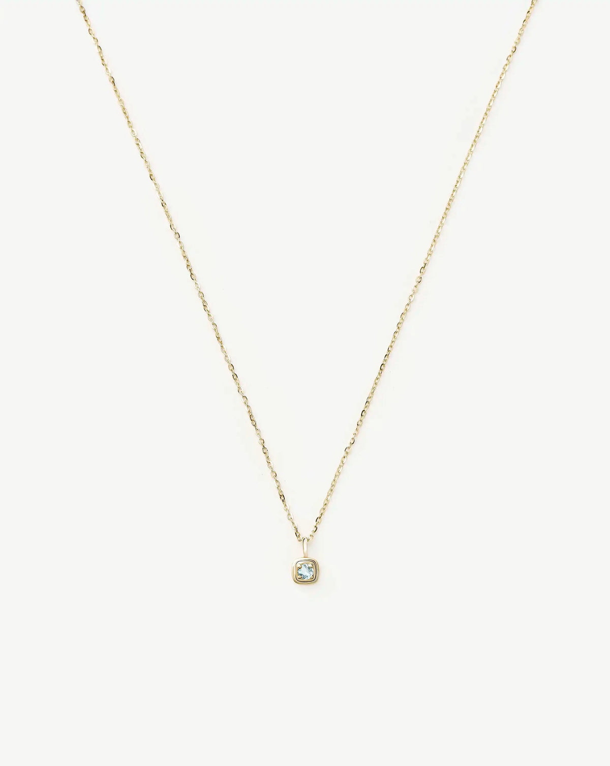Solid Gold March Birthstone Pendant Necklace | 14ct Solid Gold/Aquamarine