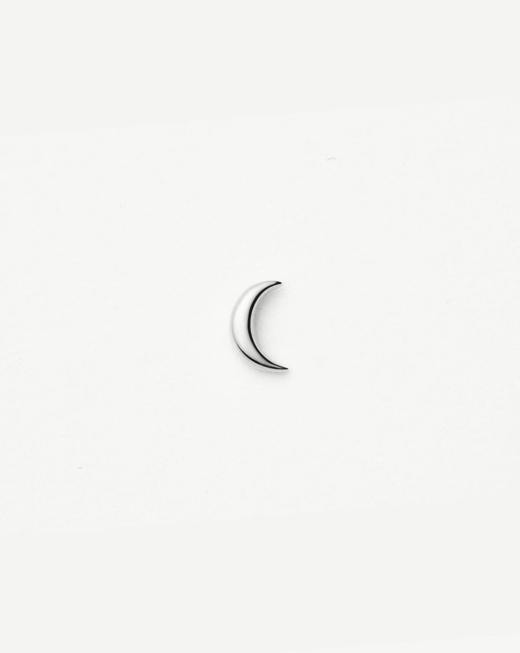 Solid Gold Moon Flat Back Stud Earring | 9ct Solid White Gold