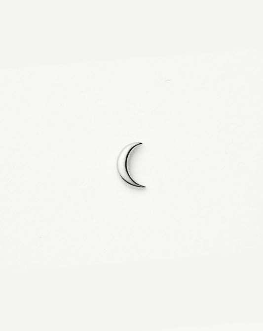 Solid Gold Moon Flat Back Stud Earring | 9ct Solid White Gold
