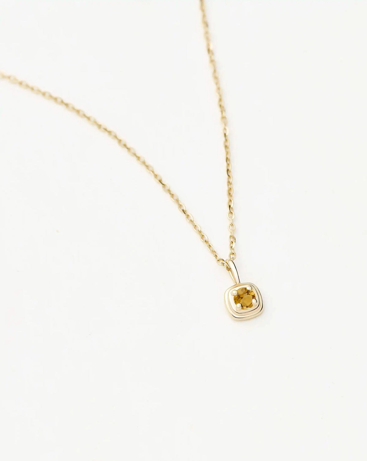 Solid Gold November Birthstone Pendant Necklace | 14ct Solid Gold/Citrine