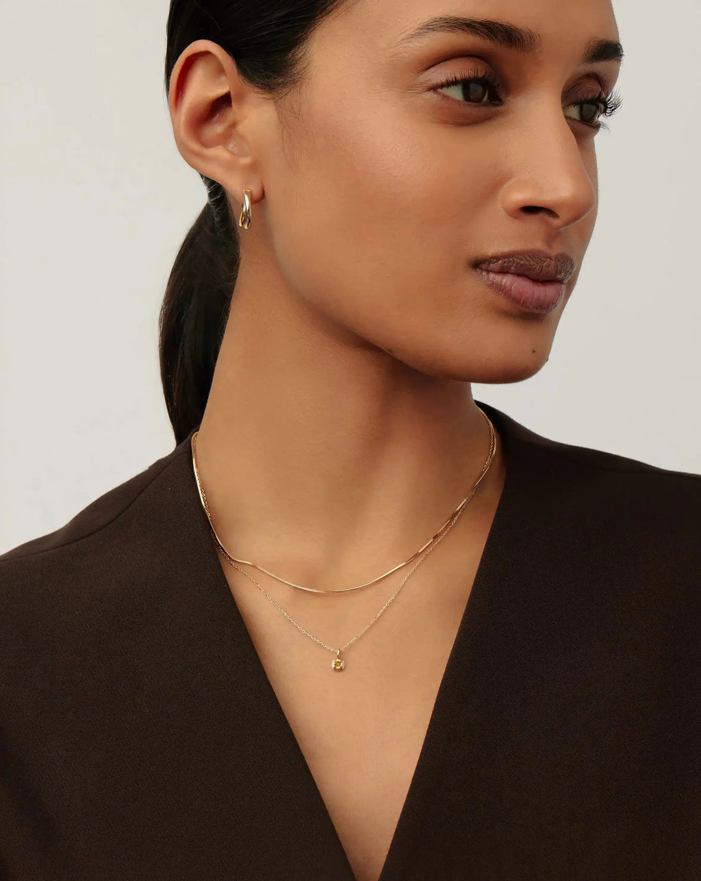 Solid Gold November Birthstone Pendant Necklace | 14ct Solid Gold/Citrine