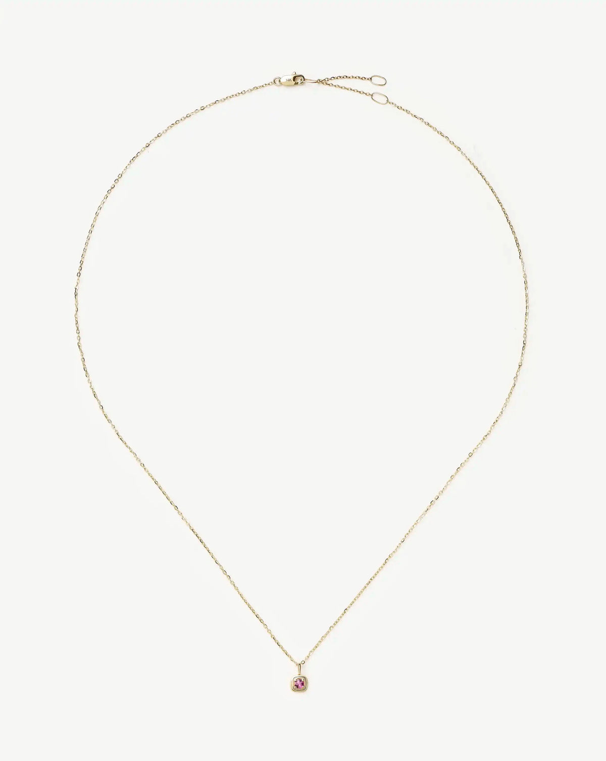 Solid Gold October Birthstone Pendant Necklace | 14ct Solid Gold/Pink Tourmaline