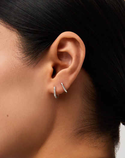 Solid Gold Ovate Mini Hoop Earrings | 9ct Solid White Gold