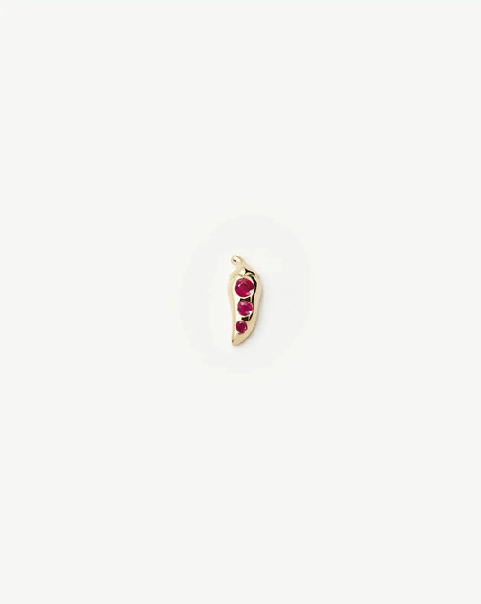 Solid Gold Ruby Chilli Single Stud Earring | 9ct Solid Gold/Ruby