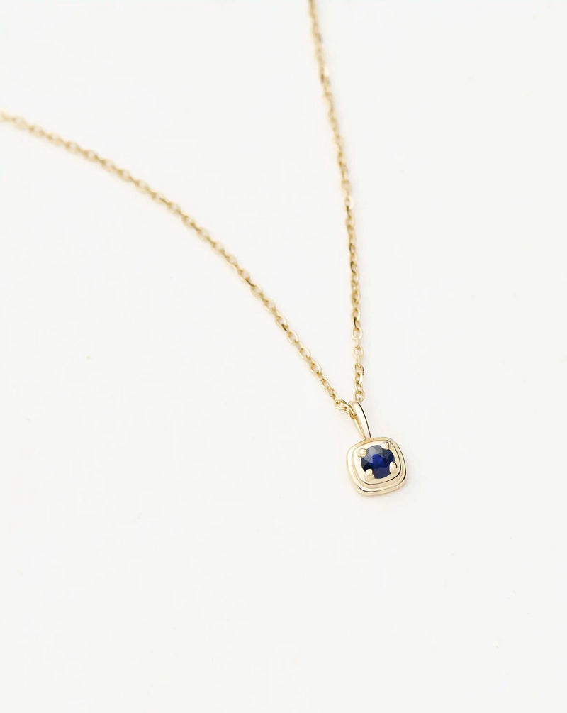 Solid Gold September Birthstone Pendant Necklace | 14ct Solid Gold/Blue Sapphire