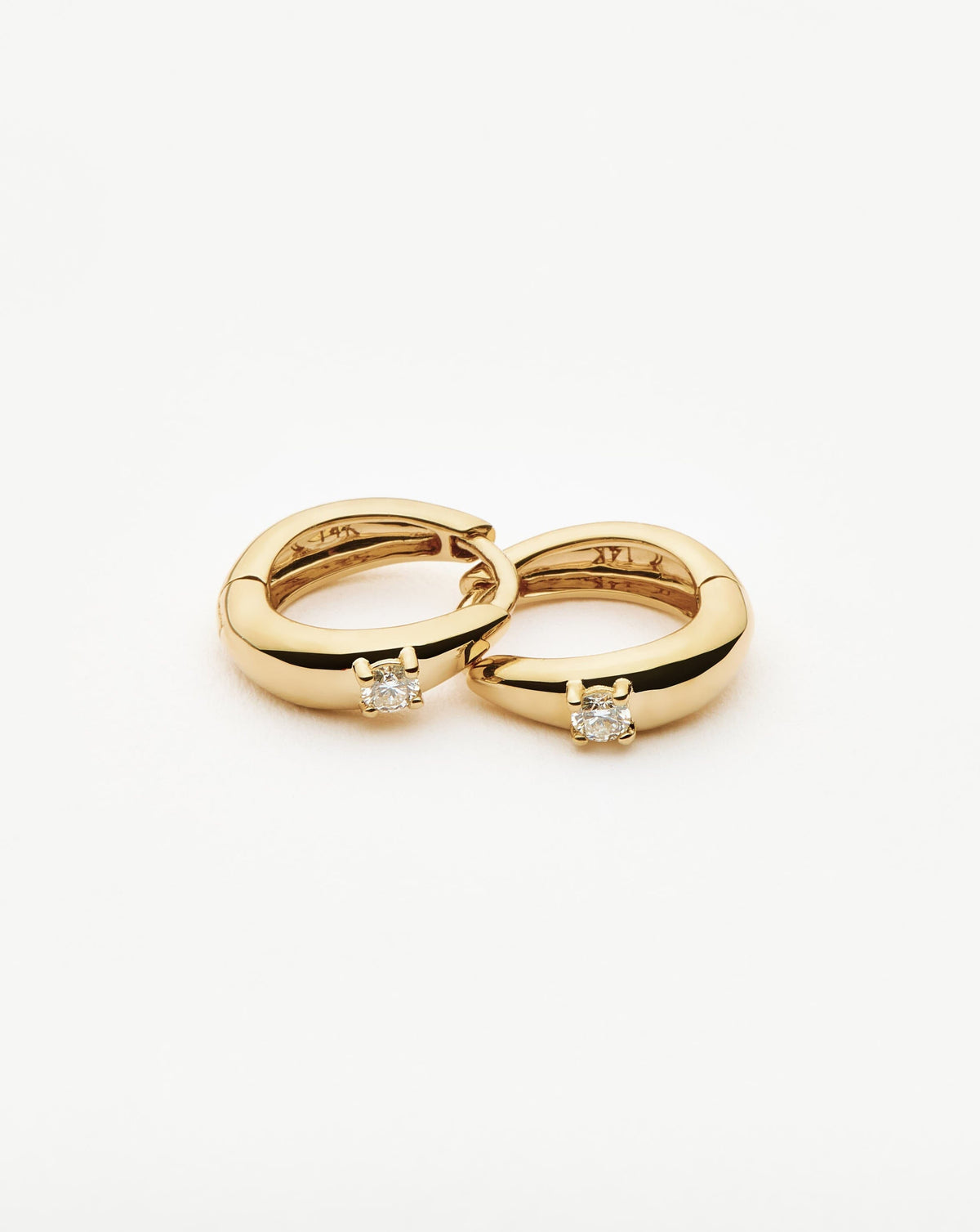 Solid Gold Diamond Dome Huggies | 9ct Solid Yellow Gold/Diamond