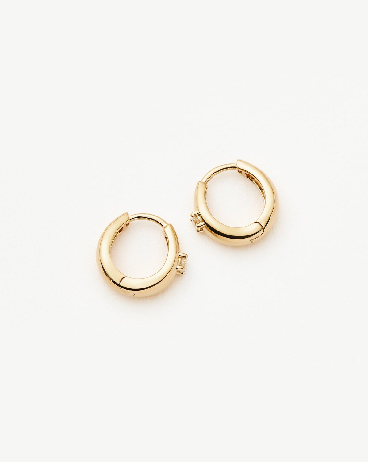 Solid Gold Diamond Dome Huggies | 9ct Solid Yellow Gold/Diamond