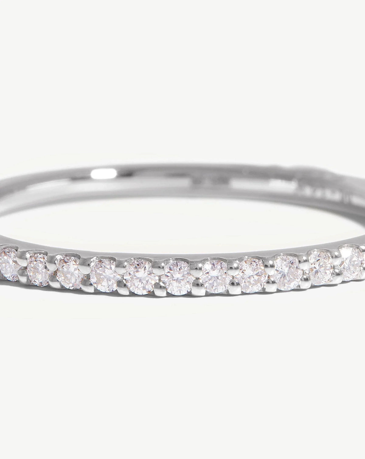 Solid Gold Slim Half Eternity Ring | 9ct Solid White Gold/Diamond
