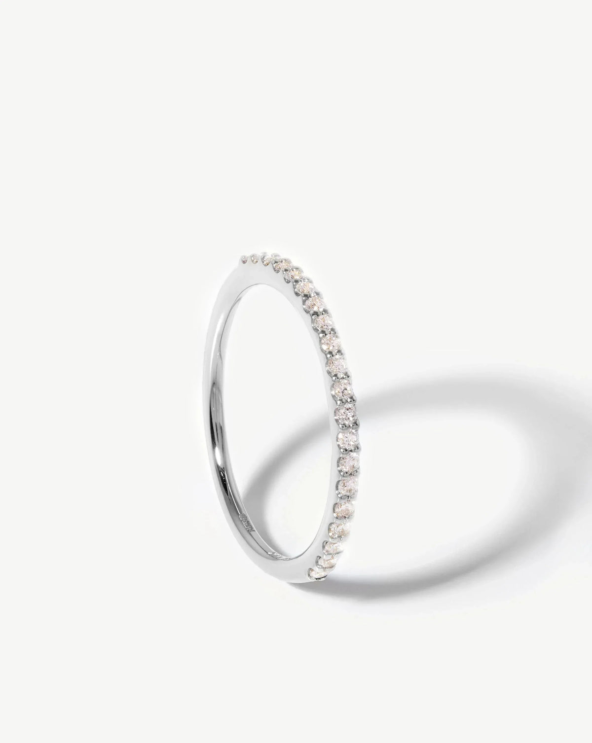 Solid Gold Slim Half Eternity Ring | 9ct Solid White Gold/Diamond
