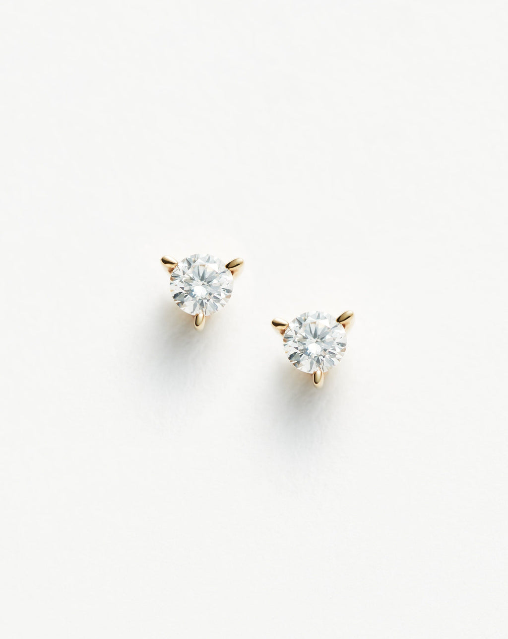 Solid Gold Small Solitaire Diamond Stud Earrings | 9ct Solid Yellow Gold
