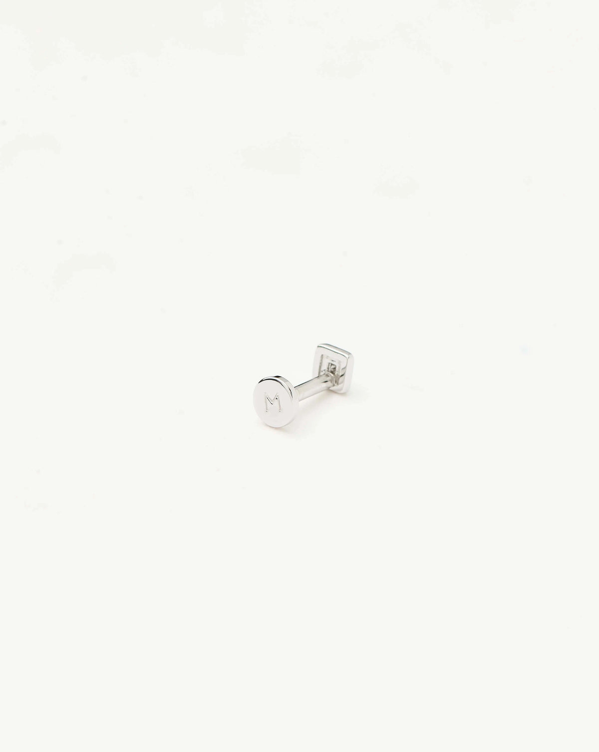 Solid Gold Square Solitaire Flat Back Stud Earring | 9ct Solid White Gold/Diamond