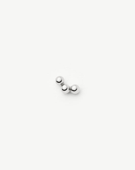 Solid Gold Trio Flat Back Stud Earring | 9ct Solid White Gold