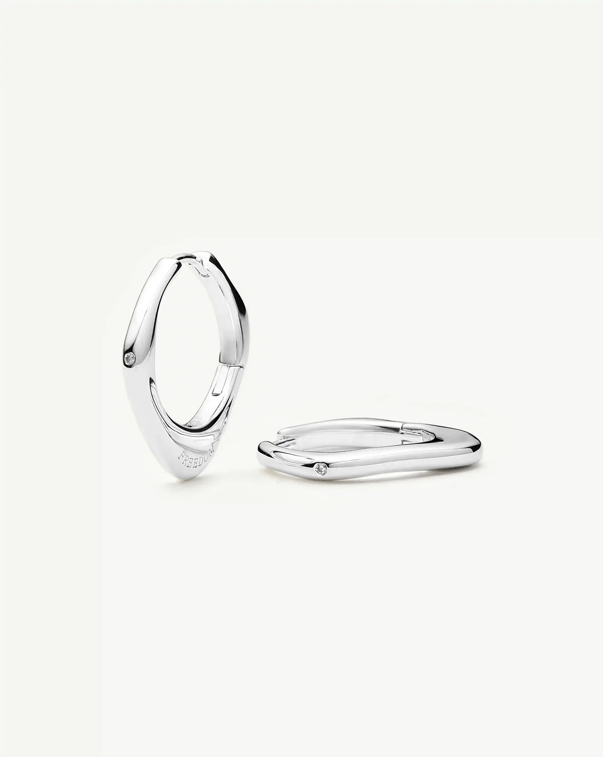 Harris Reed Fearless Medium Hoop Earrings | Silver Plated/Cubic Zirconia