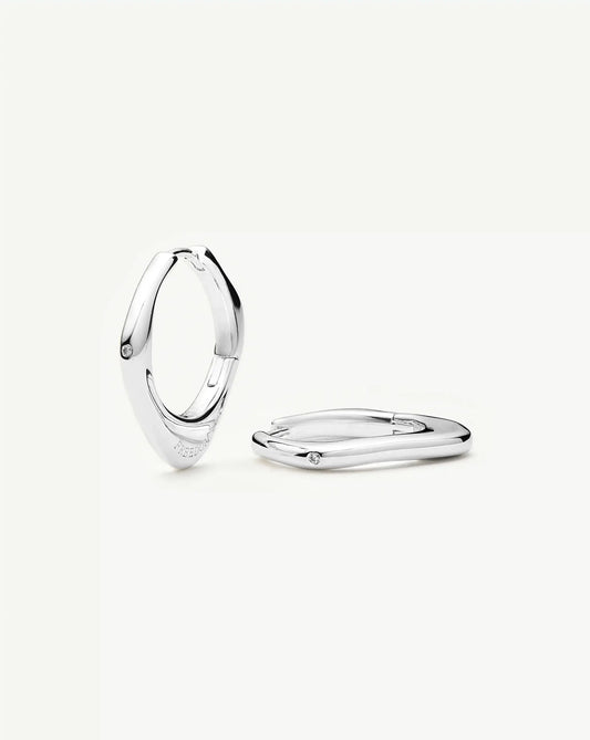 Harris Reed Fearless Medium Hoop Earrings | Silver Plated/Cubic Zirconia