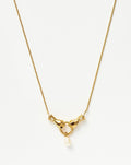 Harris Reed In Good Hands Drop Pendant Necklace | 18ct Gold Plated/Pearl & Black Onyx