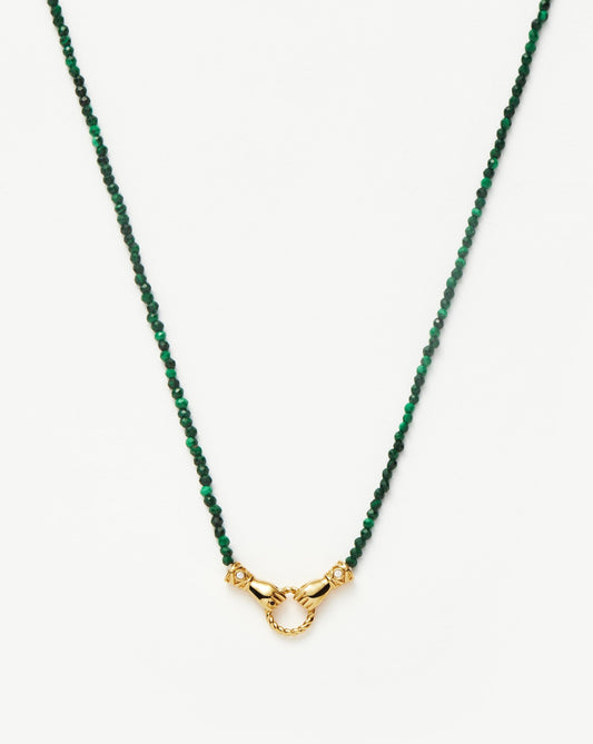 Harris Reed In Good Hands Mini Beaded Gemstone Necklace | 18ct Gold Plated/Malachite