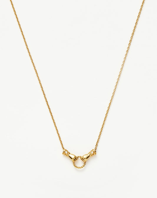 Harris Reed In Good Hands Mini Pendant Slider Necklace | 18ct Gold Plated/Cubic Zirconia & Black Onyx