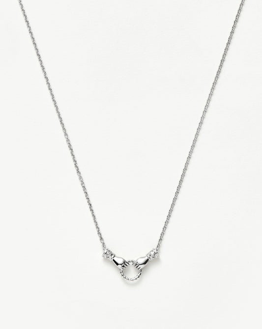 Harris Reed In Good Hands Mini Pendant Slider Necklace | Silver Plated/Cubic Zirconia & Black Onyx