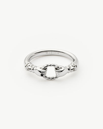 Harris Reed In Good Hands Stacking Ring | Silver Plated/Cubic Zirconia & Black Onyx