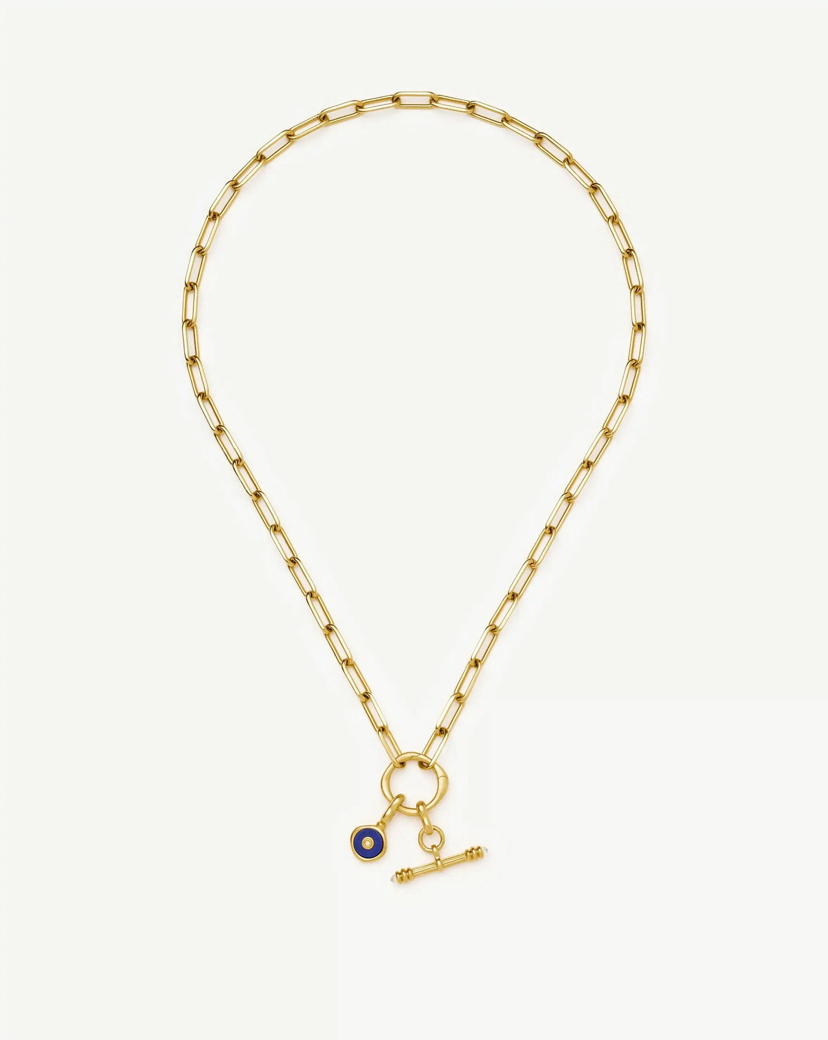 Harris Reed Keepsake T-Bar Charm Necklace | 18ct Gold Plated/Lazurite, Cubic Zirconia
