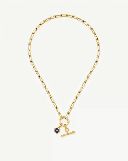 Harris Reed Keepsake T-Bar Charm Necklace | 18ct Gold Plated/Lazurite, Cubic Zirconia