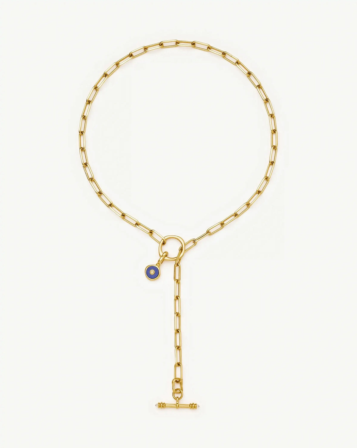 Harris Reed Keepsake T-Bar Charm Necklace | 18ct Gold Plated/Lazurite, Cubic Zirconia