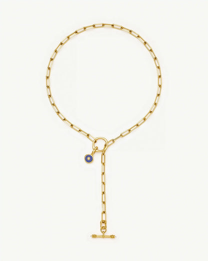 Harris Reed Keepsake T-Bar Charm Necklace | 18ct Gold Plated/Lazurite, Cubic Zirconia