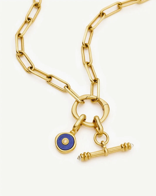 Harris Reed Keepsake T-Bar Charm Necklace | 18ct Gold Plated/Lazurite, Cubic Zirconia