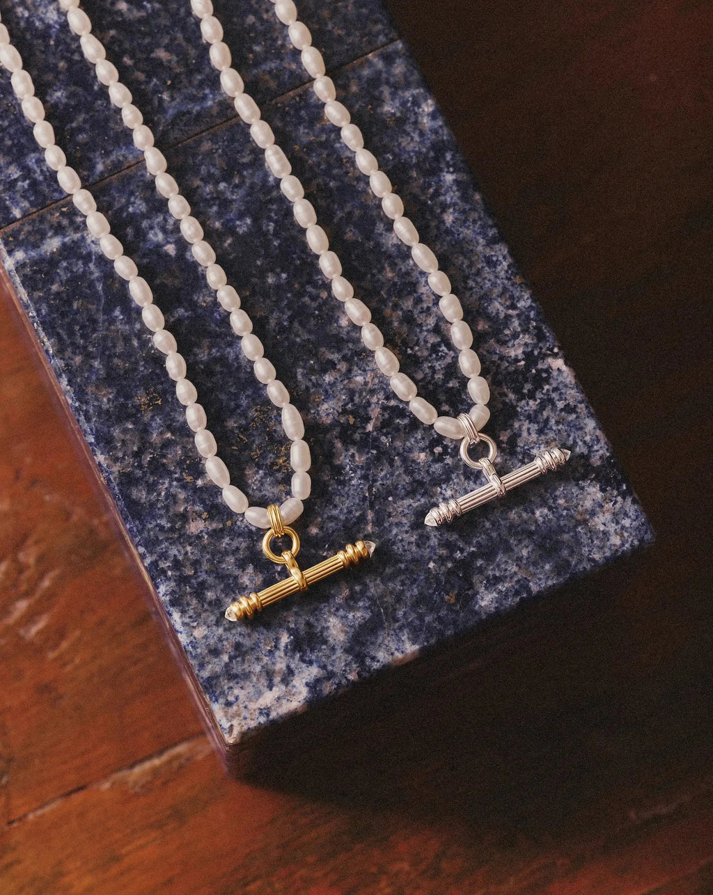 Harris Reed Pearl T-Bar Necklace | Silver Plated/Pearl