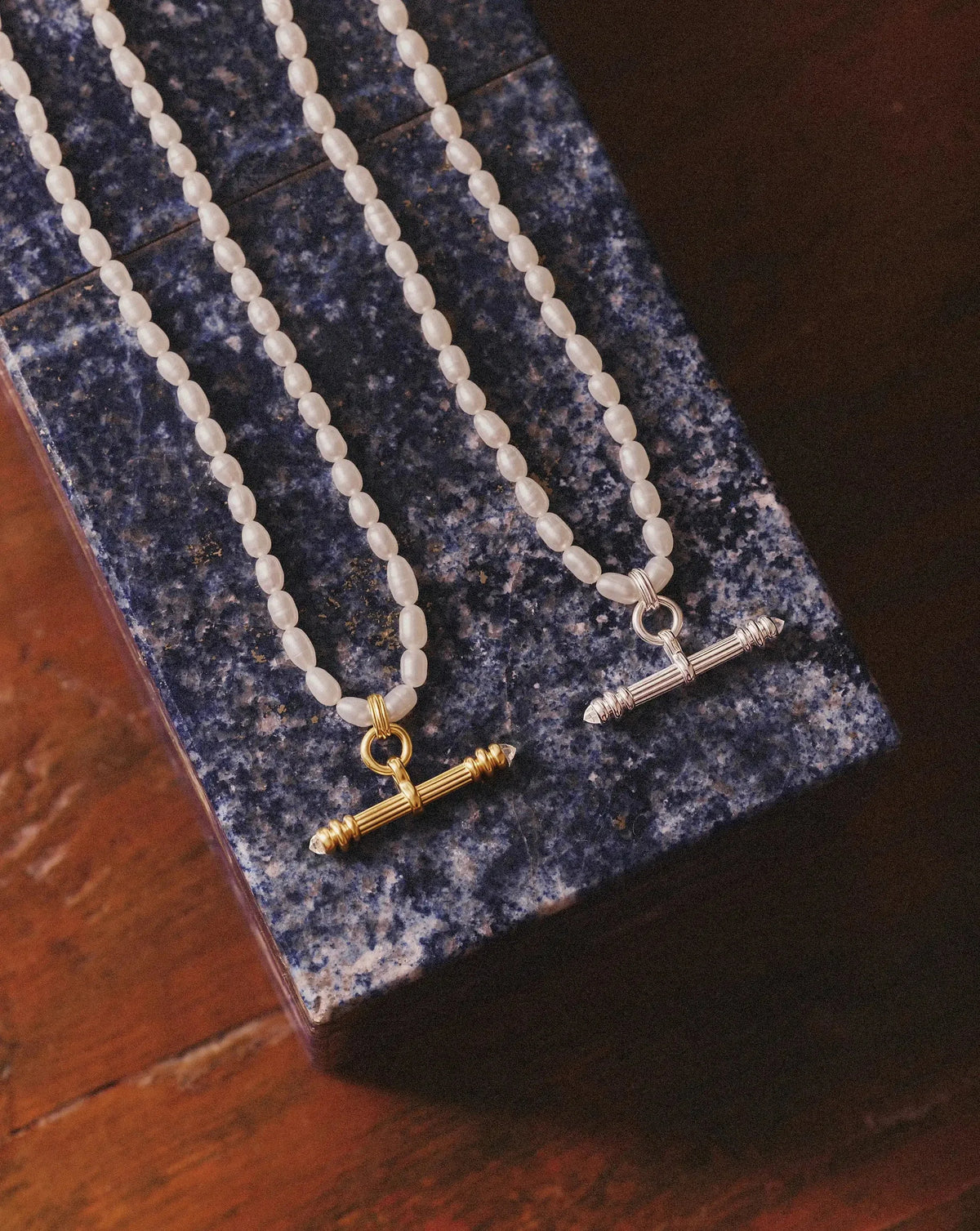 Harris Reed Pearl T-Bar Necklace | Silver Plated/Pearl