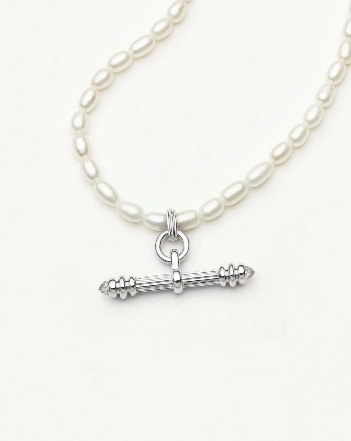 Harris Reed Pearl T-Bar Necklace | Silver Plated/Pearl
