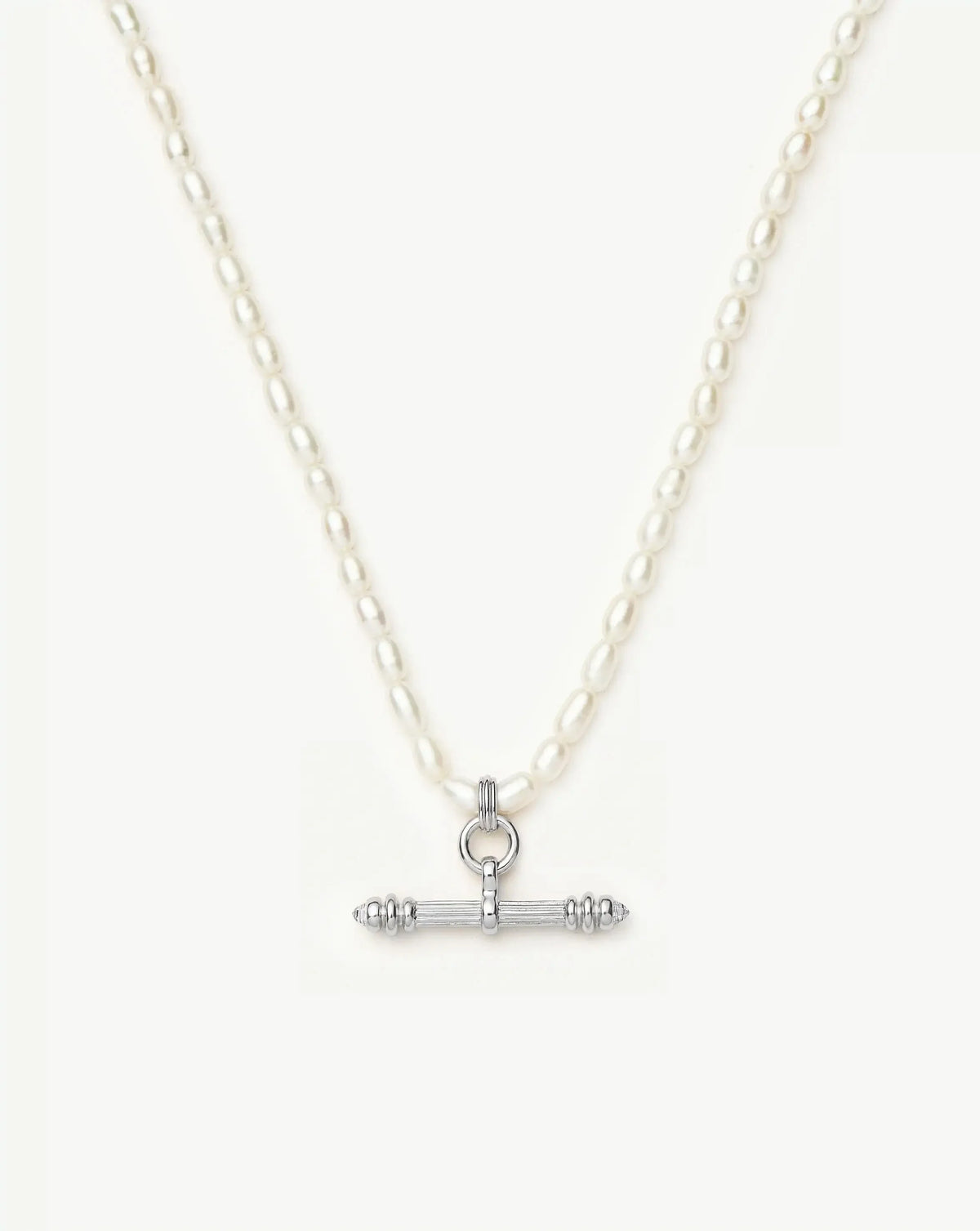 Harris Reed Pearl T-Bar Necklace | Silver Plated/Pearl
