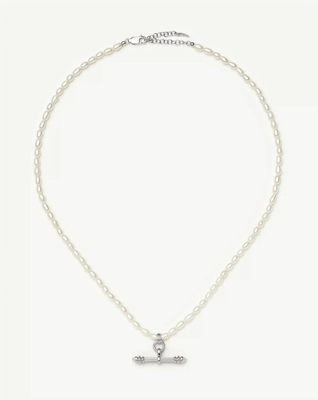 Harris Reed Pearl T-Bar Necklace | Silver Plated/Pearl