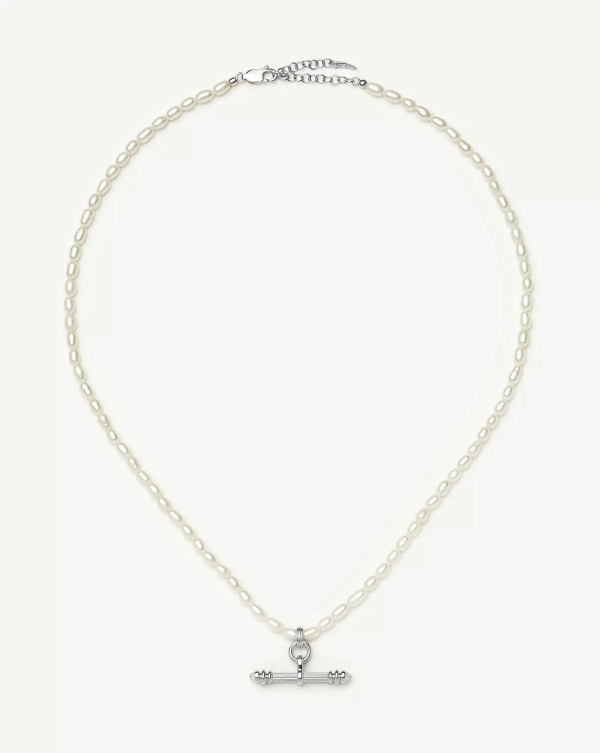 Harris Reed Pearl T-Bar Necklace | Silver Plated/Pearl