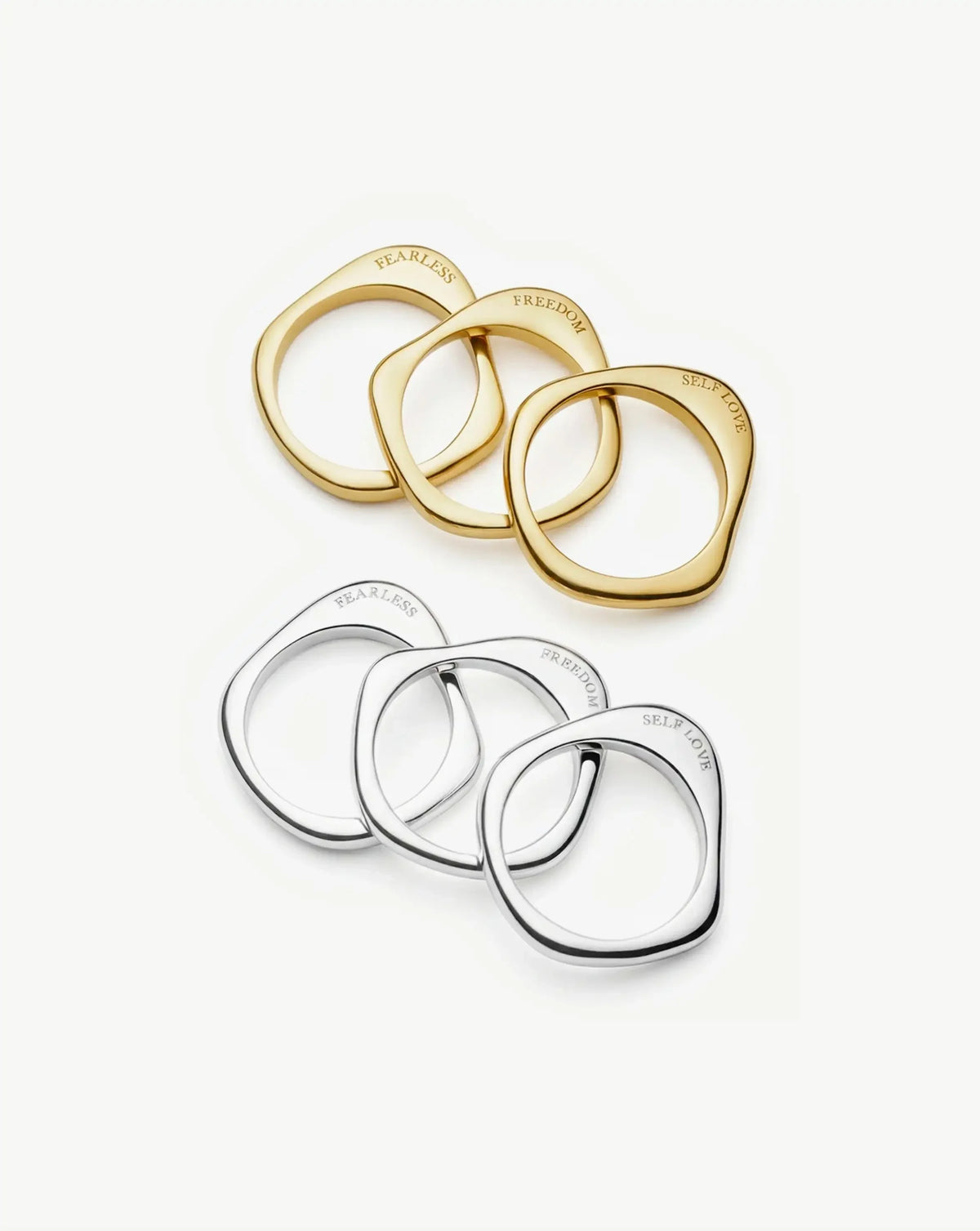 Harris Reed Self-Love Stacking Rings | 18ct Gold Plated/Cubic Zirconia